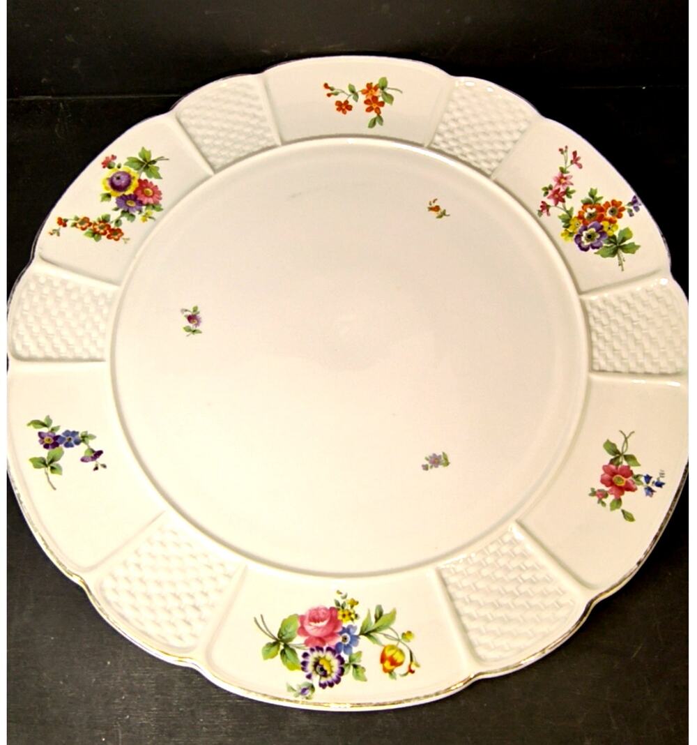 1920.  Vintage 1920s Rosenthal Bavaria Chop Plate Lattice and Floral 13 Inches